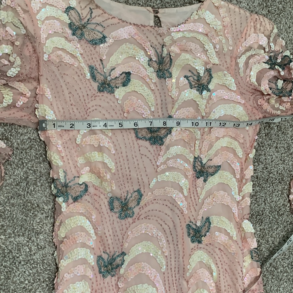Vintage Pink and Cream Sequin Blouse - Picture 7 of 7